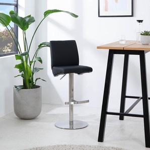 Barstuhl Hoover 42 x 91 x 49cm Schwarz Teller Echtleder