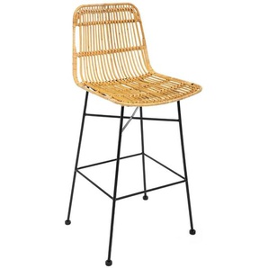 Barstuhl Kubu Metall und Rattan