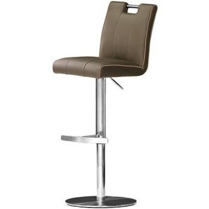Barstuhl Laetitia 40 x 89 x 50cm Cappuccino Zylinder Echtleder