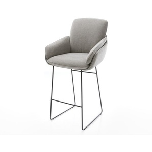 Barstuhl Luan-Flex Strukturstoff Soft Grau Kufengestell Metall Schwarz, Barstühle