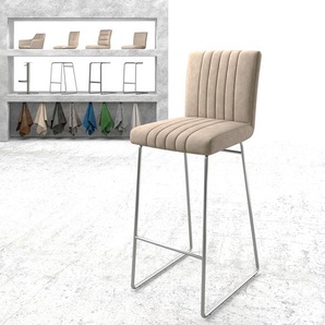 Barstuhl Luiga-Flex Beige Vintage Kufengestell Edelstahl, Barstühle
