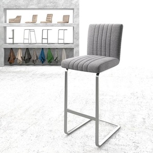 Barstuhl Luiga-Flex Strukturstoff Hellgrau Freischwinger flach Edelstahl, Barstühle