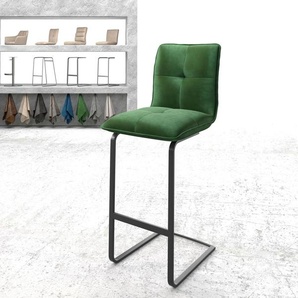 Barstuhl Maddy-Flex Samt Grün Freischwinger flach Metall, Barstühle