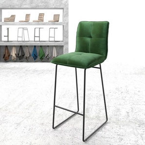 Barstuhl Maddy-Flex Samt Grün Kufengestell Metall, Barstühle