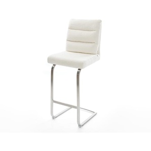 Barstuhl Pela-Flex Bouclé Soft Beige Freischwinger Flach Edelstahl Silberfarben, Barstühle