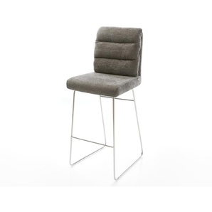 Barstuhl Pela-Flex Bouclé Soft Schlamm Kufengestell Edelstahl Silberfarben, Barstühle