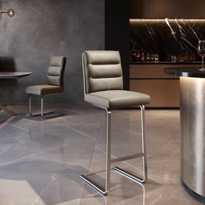 Barstuhl Pela-Flex Echt-Leder Schlamm Freischwinger flach Edelstahl, Barstühle