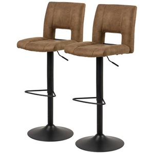 Barstuhl Selina 2er-Set 42 x 115 x 52cm Microfaser Prema: Braun