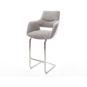 Barstuhl Yago-Flex Cord Silbergrau Freischwinger flach Edelstahl Taschenfederkern, Barstühle