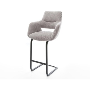 Barstuhl Yago-Flex Cord Silbergrau Freischwinger flach Metall Schwarz Taschenfederkern, Barstühle