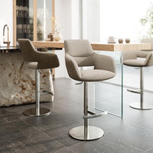 Barstuhl Yago-Flex Materialmix Mikrofaser Schlamm / Bouclé Schlamm Drehfußhöhenverstellbar Edelstahl drehbar Taschenfederkern, Barstühle