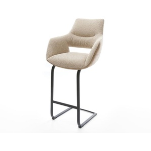 Barstuhl Yago-Flex Materialmix Mikrofaser Schlamm / Bouclé Schlamm Freischwinger flach Metall Schwarz Taschenfederkern, Barstühle