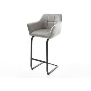 Barstuhl Yulo-Flex Samt Grau Freischwinger flach Metall, Barstühle