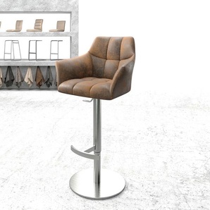 Barstuhl Yulo-Flex Vintage Braun Drehfuß höhenverstellbar Edelstahl, Barstühle