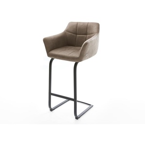 Barstuhl Yulo-Flex Vintage Taupe Freischwinger flach Metall, Barstühle
