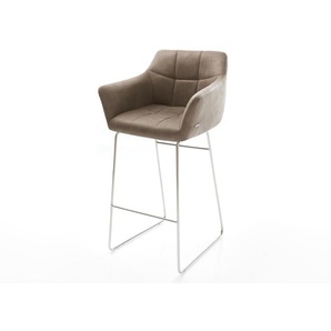 Barstuhl Yulo-Flex Vintage Taupe Kufengestell Edelstahl, Barstühle