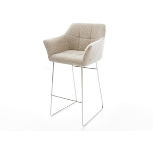 Barstuhl Yulo-Flex Webstoff Soft Beige Kufengestell Edelstahl Silberfarben, Barstühle