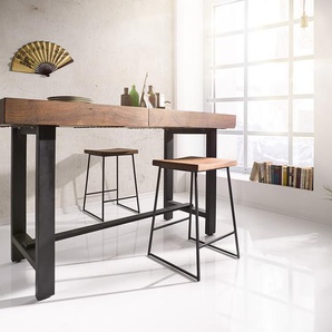 Bartisch Blokk 165x60 cm Akazie Braun mit Metallgestell, Bartische