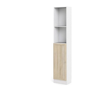 Base Hochschrank Regal Ablagen Eiche weiss Holz Standregal Bücherregal Schrank