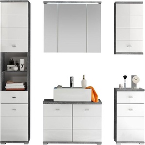BASIC by Balculina Badmöbel-Set Pool, (5-St), Breite 156 cm,Badezimmerset 5-tlg