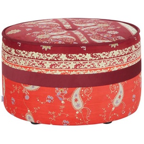 bassetti by SCHRÖNO Pouf aus Velours Tino - rot - Materialmix - 39 cm - 63.0 | Möbel Kraft