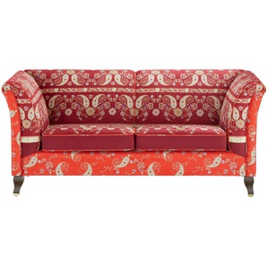 bassetti by SCHRÖNO Sofa Velours Ferrara ¦ rot ¦ Maße (cm): B: 181 H: 82 T: 82.0