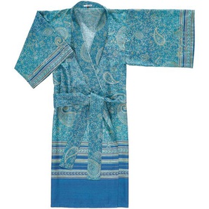 Bassetti Kimono Moumbay, Türkis, Textil, Paisley, Gr. S/M, unisex, Oeko-Tex® Standard 100, Badtextilien, Bademäntel