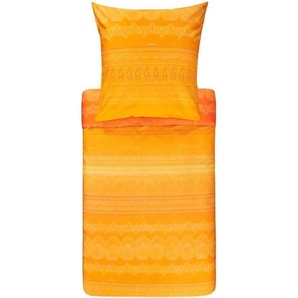 Bassetti Mako-Satin Bettwäsche-Garnitur BRUNELLESCHI Farbe MANDARINE O2 Größe 155x220+80x80