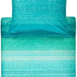 Bassetti Mako-Satin Bettwäsche-Garnitur BRUNELLESCHI Farbe SMARAGD V5 Größe 200x200+80x80