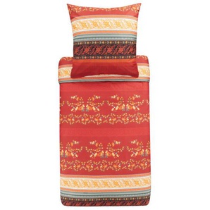 bassetti OROSEI Bettwäsche-Set aus Baumwollsatin - R1-rot - 155x220 / 80x80 cm