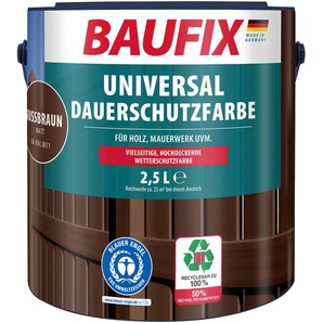 BAUFIX Wetterschutzfarbe Universal Dauerschutzfarbe Farben elastisch, UV beständig, wetterbeständig, 2,5L, matt Gr. 2,50 l, braun (nussbraun) Farben Lacke