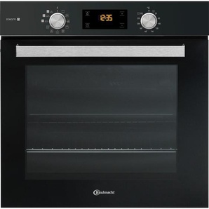 Bauknecht Einbaubackofen , Schwarz, Silber , Metall, Glas , A+,A+ , 59.5x59.5x54.9 cm , Elektronikuhr, Pyrolyse-Selbstreinigung , Küchen, Küchenelektrogeräte, Backöfen, Einbaubacköfen