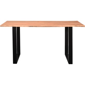 Baumkantentisch SIT Tische Gr. B/H/T: 220 cm x 76 cm x 100 cm, 220 x 100 cm, beige (natur, schwarz, natur) Baumkantentisch mit Baumkante und Kufengestell