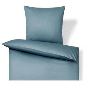 Baumwollsatin-Bettwäsche, Normalgröße, blau