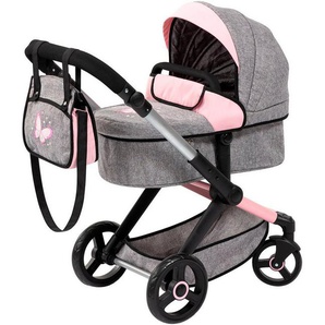 Bayer Kombi-Puppenwagen Xeo, grau/rosa Schmetterling