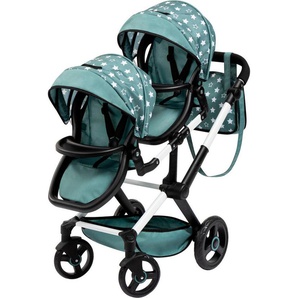 Bayer Puppen-Zwillingsbuggy Xeo Twin grün, mit Wickeltasche