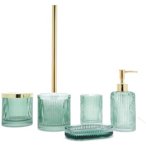 Bb boho Bad Accessoires Set aus Glas, mint & Gold