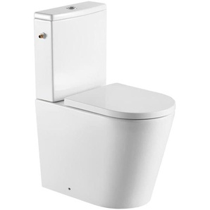 Bb Bäder Boutique - bb fine Stand-Kombi-WC Wasseranschluss links/rechts spülrandlos mit SoftClose WC-Sitz, weiß