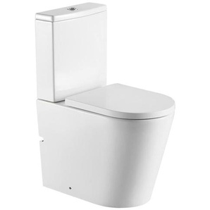 Bb fine Stand-Kombi-WC Wasseranschluss von unten spülrandlos mit SoftClose WC-Sitz, weiß