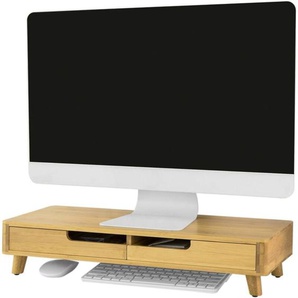 BBF06-N Design Monitorerhöhung Monitorständer Bildschirmständer Notebookständer Schreibtischaufsatz Organizer mit 2 Schubladen Bambus bht ca.: