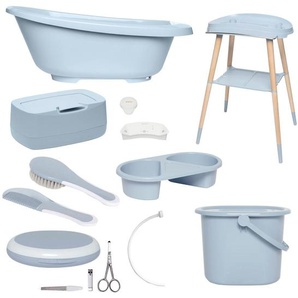Bebe Jou Babybadeset Sense , Blau, Hellblau , Kunststoff , 8-teilig , 79.5x40x46 cm , Baden & Wickeln, Babywannen