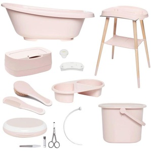 Bebe Jou Babybadeset Sense , Rosa, Hellrosa , Kunststoff , 8-teilig , 79.5x40x46 cm , Baden & Wickeln, Babywannen