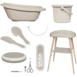 Bebe Jou Babybadeset Sense , Taupe , Kunststoff , 7-teilig , 79.5x40x46 cm , Baden & Wickeln, Babywannen