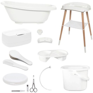 Bebe Jou Babybadeset Sense , Weiß , Kunststoff , 8-teilig , 79.5x40x46 cm , Baden & Wickeln, Babywannen