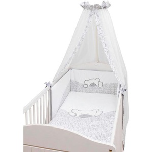 Bebes Collection Gitterbettset Big Willi, Creme, Grau, Textil, 4-teilig, Bär, Füllung: Polyester, 100x135 cm, Oeko-Tex® Standard 100, bügelleicht, weich und anschmiegsam, pflegeleicht, Schlafen, Babybett-Ausstattung, Gitterbettset