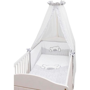 Bebes Collection Gitterbettset Big Willi, Creme, Grau, Textil, 4-teilig, Bär, Füllung: Polyester, 100x135 cm, Oeko-Tex® Standard 100, bügelleicht, weich und anschmiegsam, pflegeleicht, Schlafen, Babybett-Ausstattung, Gitterbettset