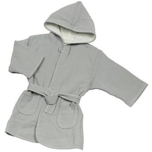 Bebes Collection Kinderbademantel Musselin Affe Grau, Creme, Grau, Textil, Affe, Gr. 92/98, unisex, Oeko-Tex® Standard 100, Taschen, hochwertige Qualität, modische Optik, Badtextilien, Bademäntel