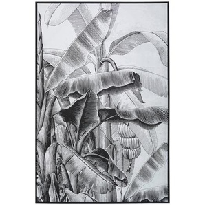 Bedruckter Leinwandstoff Holly schwarz und weiß, 78x118 cm