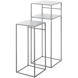 Beistelltisch 2er-Set - grau - Materialmix - 30 cm - 85 cm | Möbel Kraft
