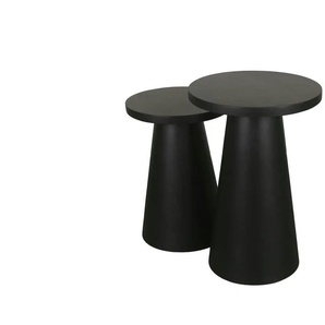 Beistelltisch 2er-Set - schwarz - Materialmix - 40 cm - 50 cm | Möbel Kraft